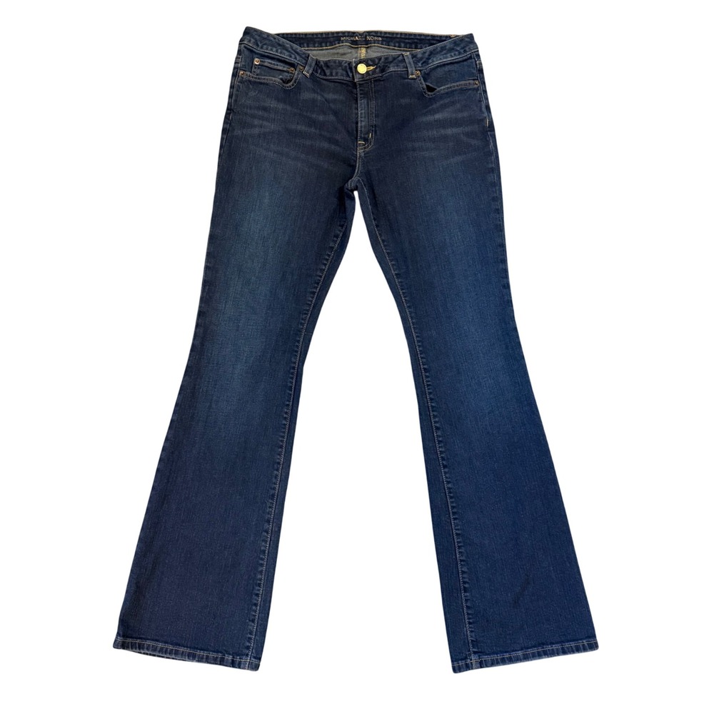 Michael Kors Women Dark Wash Bootcut Flare Jeans Size 12R Blue Gold Logo